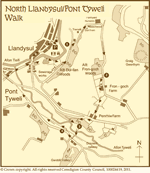 Small Image of map of the North Llandysul Pont-Tyweli Walk 